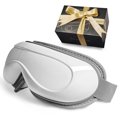 Eye Massager with Heat, Heated Eye Massage Mask with 5 Modes and Bluetooth Music, 180° Foldable Eye Care Massager for Migraines, Eye Strain, Dark Circles, Ideal Gift for Mom/Dad, White