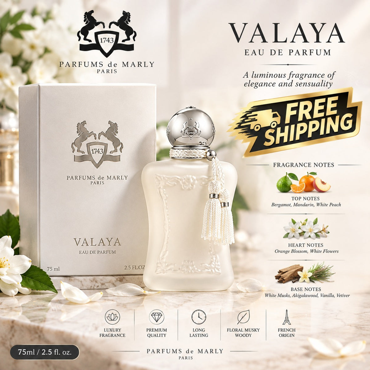 Parfums de Marly Valaya Eau de Parfum 75ml luxury fragrance bottle and box